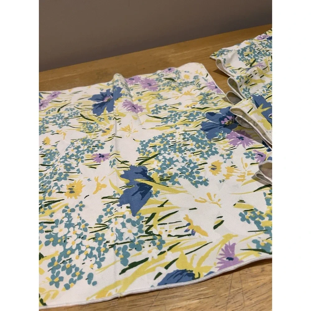 Vtg‎ Floral Cloth Napkins Tulips Flowers Cottage 17